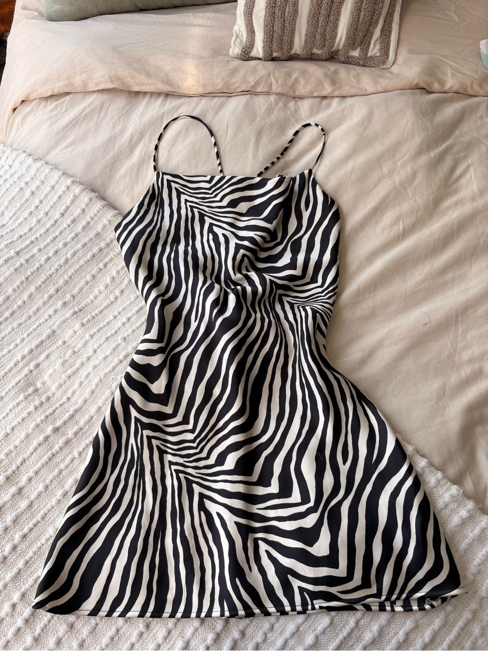 Zara Black & White Zebra Slip Mini Dress